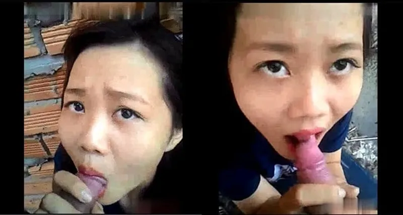 Con ghệ bú cây hàng ở vườn sau nhà